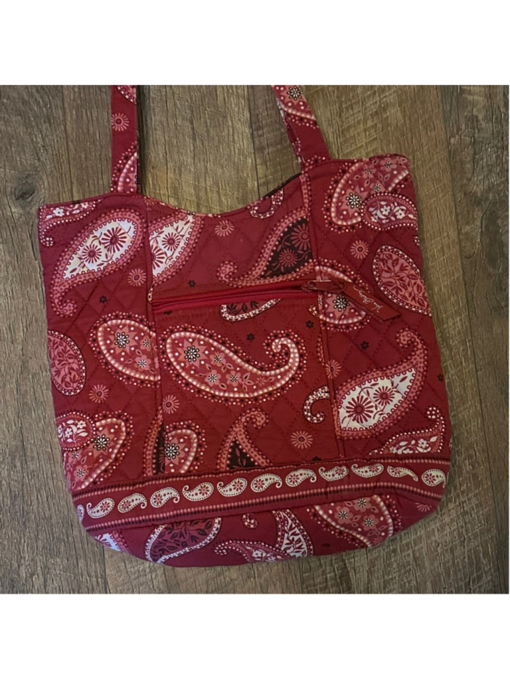 Women's Vera Bradley Red Paisley Quilted Tote Bag Summer - Picture 2 of 9